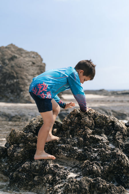 Stingray Journey UPF50+ Kids Long Sleeve Polo Shirt