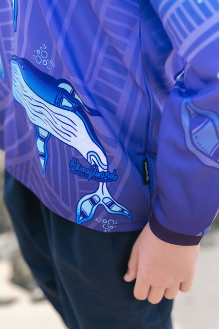Whale Dreaming UPF50+ Kids Long Sleeve Polo Shirt