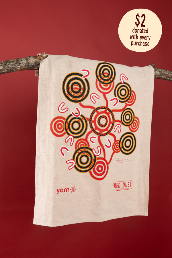 Red Dust Oatmeal Linen Blend Tea Towel