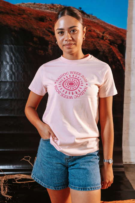 Circle Mono NAIDOC Week 2026 Pink Cotton Crew Neck Kids T-Shirt