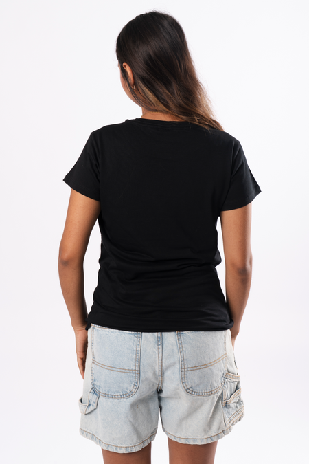 Aboriginal Land Black Cotton Crew Neck Womens T-Shirt