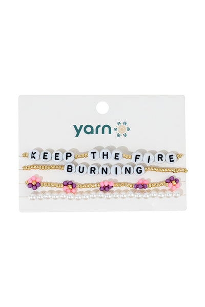 Keep The Fire Burning! NAIDOC 2024 Mauve & Pink Beaded Bracelets (4 Pack)