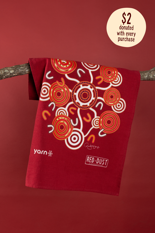 Red Dust Maroon Linen Blend Tea Towel