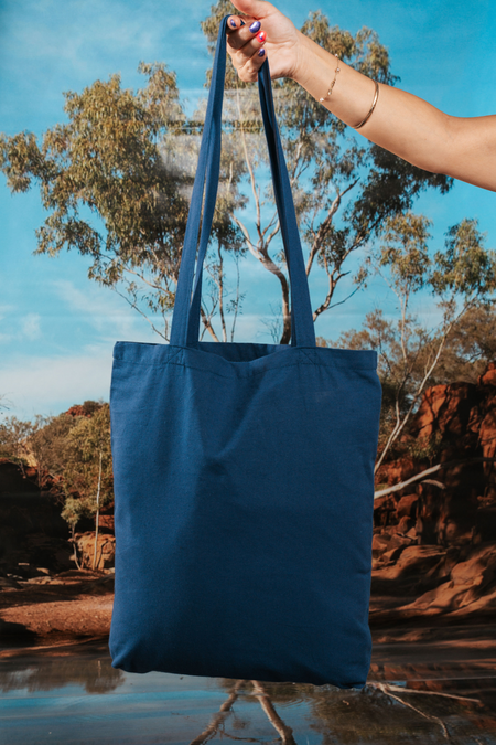 Spirit Of A Movement NAIDOC Week 2026 Tote Bag Dark Blue Long Handle Cotton Tote Bag