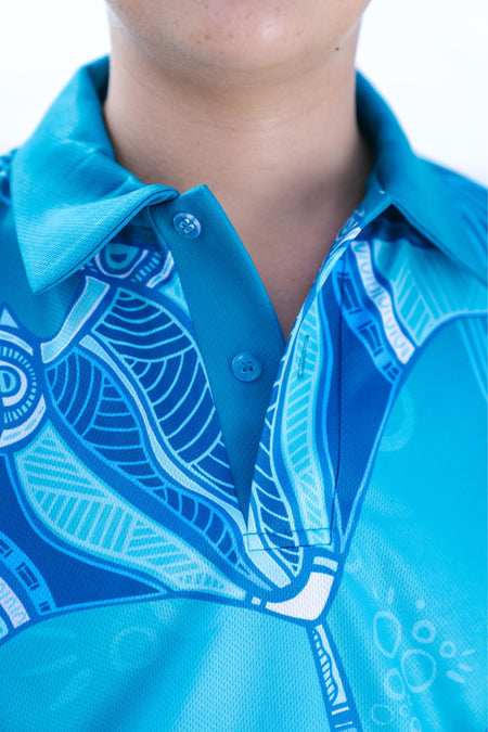 Stingray Journey UPF50+ Kids Long Sleeve Polo Shirt