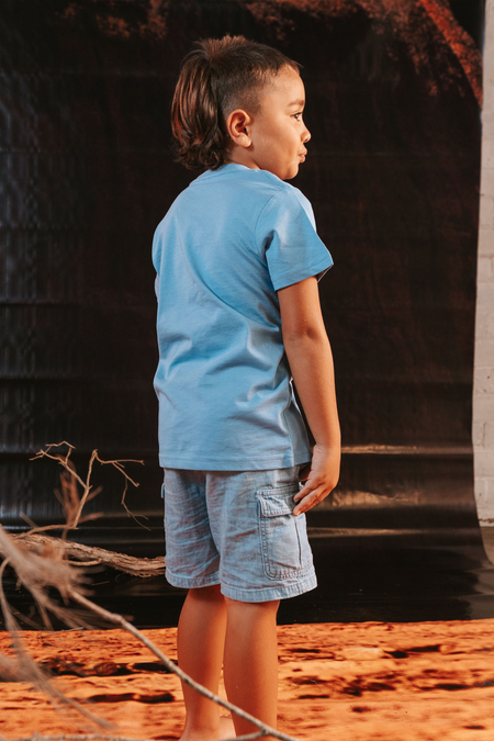 (Bulk) Standing Strong Mono Bold NAIDOC 2026 Carolina Blue Cotton Premium Kids T-Shirt