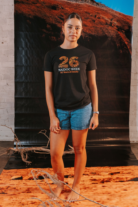 (Bulk) Standing Strong Bold NAIDOC 2026 Black Cotton Premium Kids T-Shirt