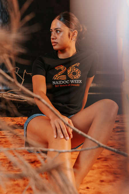 Standing Strong Bold NAIDOC 2026 Black Cotton Crew Neck Kids T-Shirt