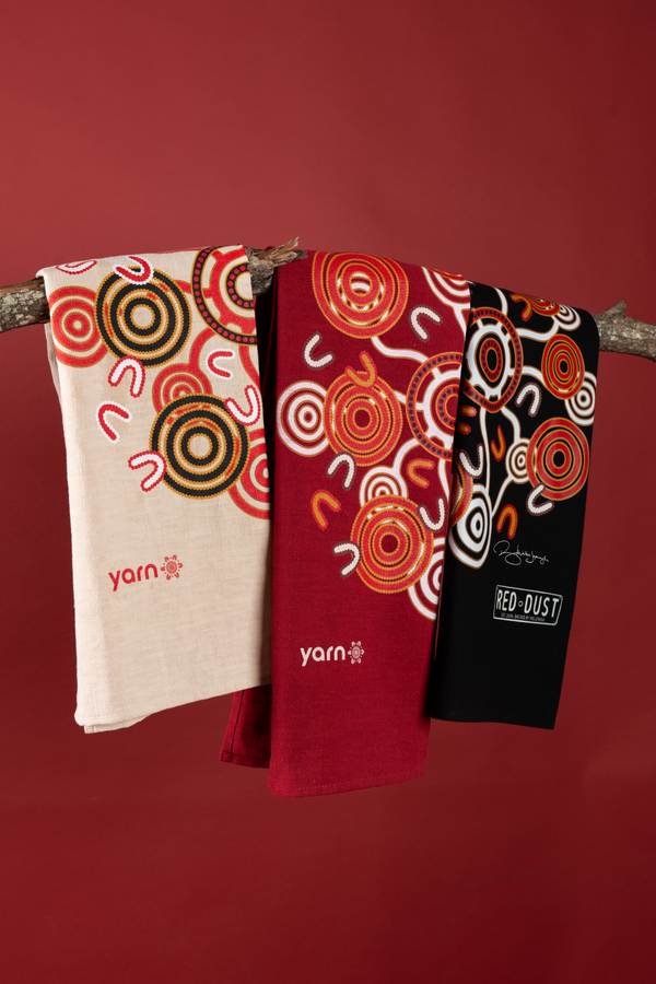 Red Dust Oatmeal Linen Blend Tea Towel