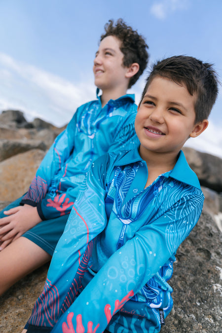 Stingray Journey UPF50+ Kids Long Sleeve Polo Shirt