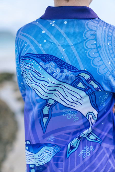 Whale Dreaming UPF50+ Kids Long Sleeve Polo Shirt