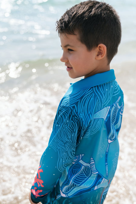 Stingray Journey UPF50+ Kids Long Sleeve Polo Shirt
