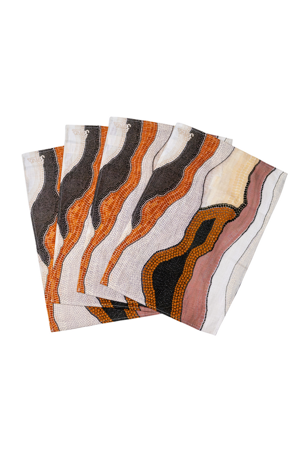 Nyarnakawum (Rivers) Linen Blend Placemat (4 Pack)
