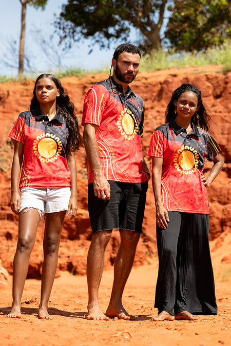 Sun Soaked Aboriginal Flag Women's Fitted Polo Shirt