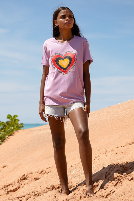 Sisterhood Heart Lavender Cotton Crew Neck Women's T-Shirt