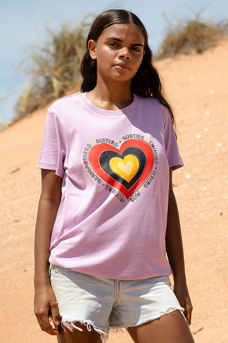Sisterhood Heart Lavender Cotton Crew Neck Women's T-Shirt