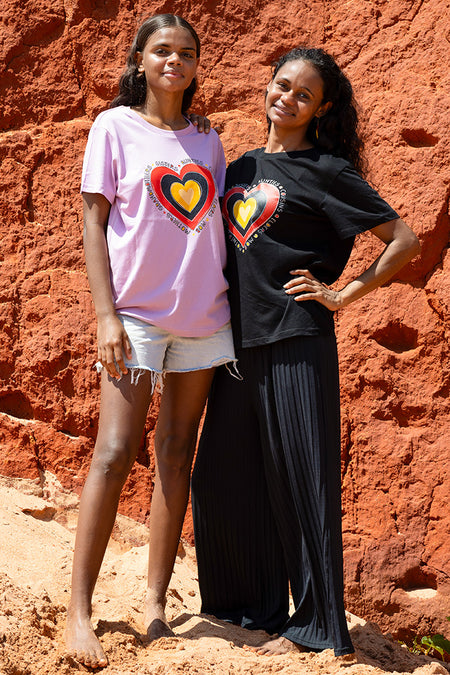 Sisterhood Heart Lavender Cotton Crew Neck Women's T-Shirt