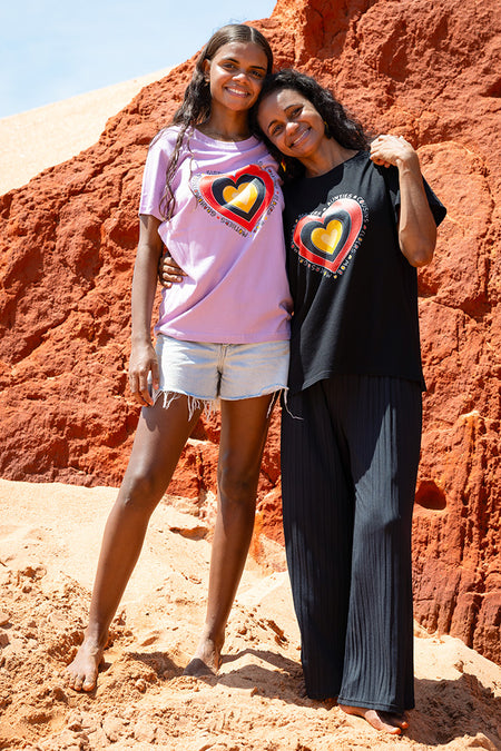 Sisterhood Heart Lavender Cotton Crew Neck Women's T-Shirt