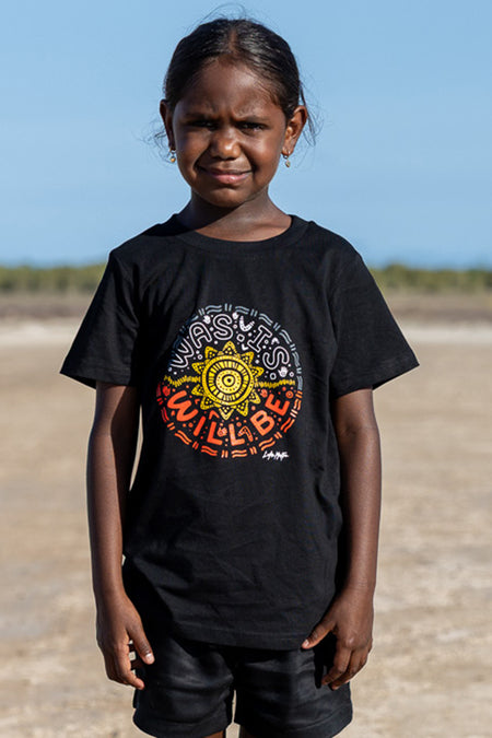 Was, Is, Will Be Black Cotton Crew Neck Kids T-Shirt