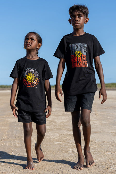 Was, Is, Will Be Black Cotton Crew Neck Kids T-Shirt