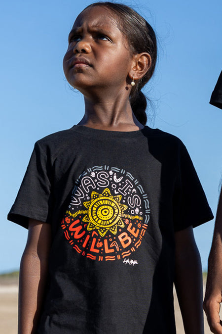 Was, Is, Will Be Black Cotton Crew Neck Kids T-Shirt