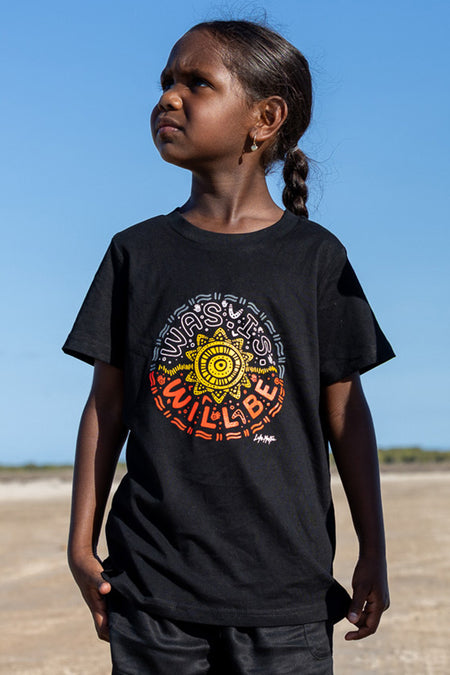 Was, Is, Will Be Black Cotton Crew Neck Kids T-Shirt