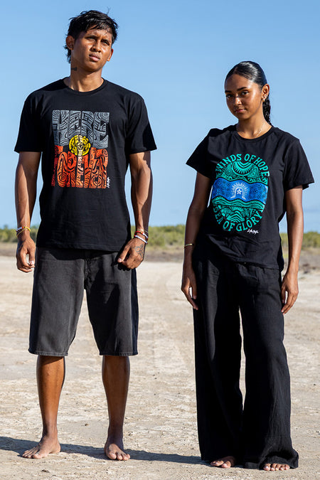 Winds of Hope, Sea of Glory Black Cotton Crew Neck Women's T-Shirt