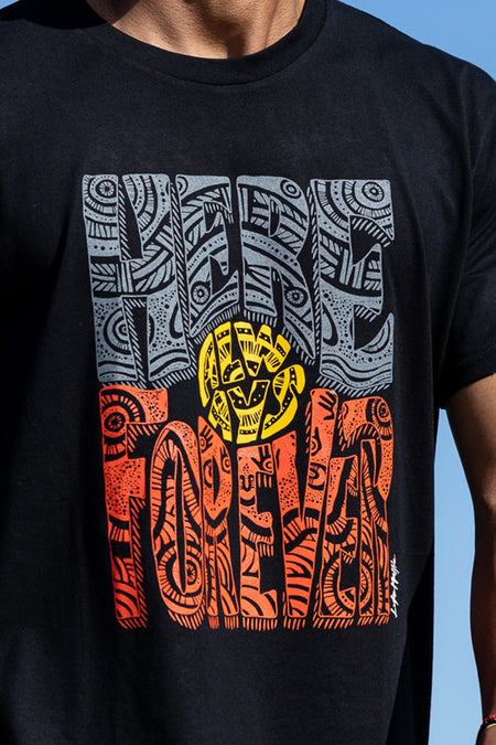 Here Always Forever Black Cotton Crew Neck Unisex T-Shirt