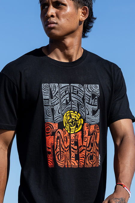 Here Always Forever Black Cotton Crew Neck Unisex T-Shirt