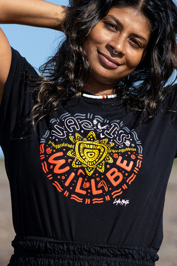 Was, Is, Will Be Black Cotton Crew Neck Women's T-Shirt