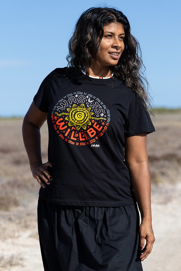 Was, Is, Will Be Black Cotton Crew Neck Women's T-Shirt