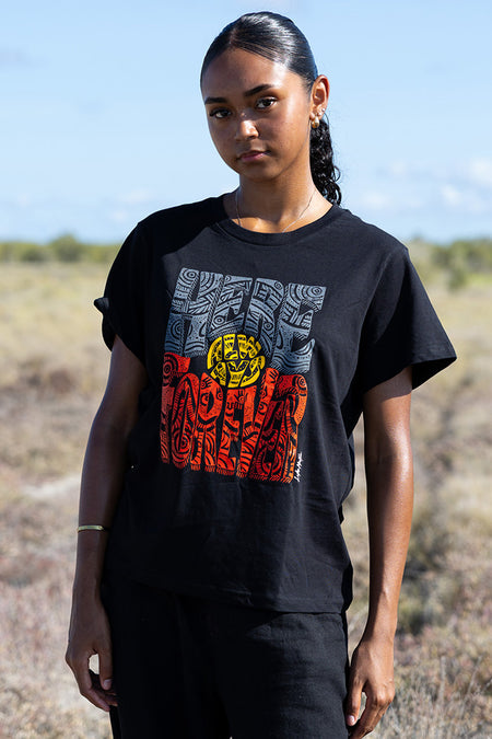 Here Always Forever Black Cotton Crew Neck Women's T-Shirt