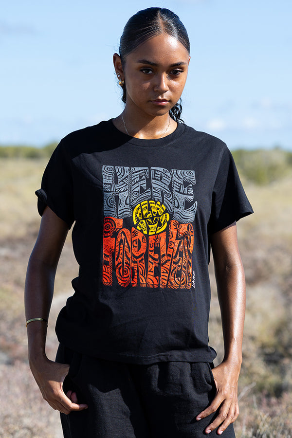 Here Always Forever Black Cotton Crew Neck Women's T-Shirt