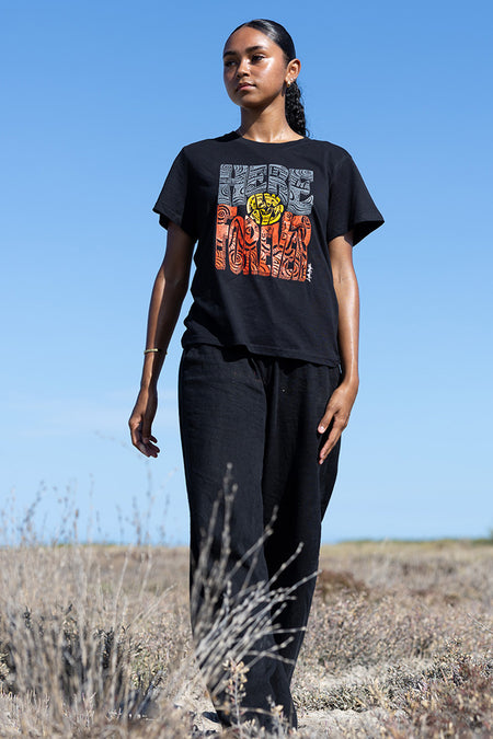 Here Always Forever Black Cotton Crew Neck Women's T-Shirt