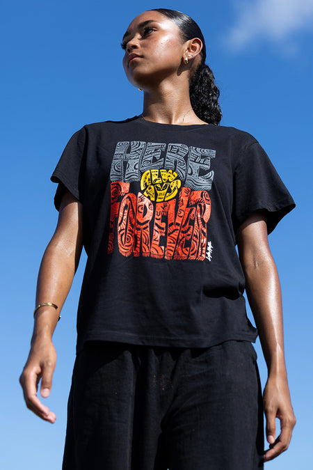 Here Always Forever Black Cotton Crew Neck Women's T-Shirt