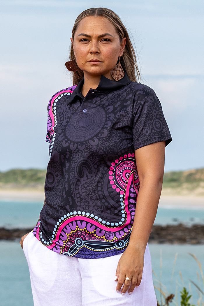 Muru To Our Biriwal (Pathway To Our Future) NAIDOC 2025 Essence Women's Fitted Polo Shirt