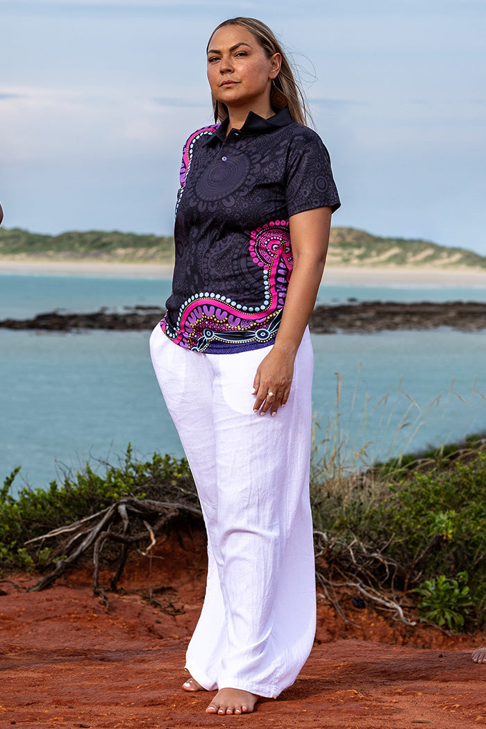 Muru To Our Biriwal (Pathway To Our Future) NAIDOC 2025 Essence Women's Fitted Polo Shirt