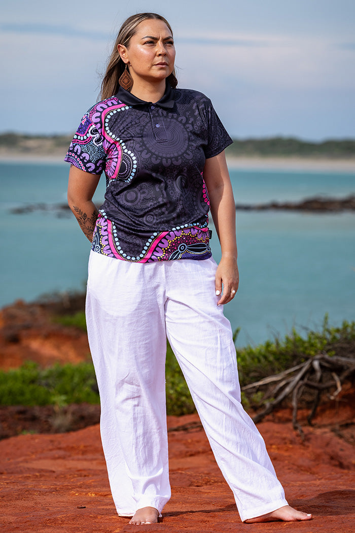 Muru To Our Biriwal (Pathway To Our Future) NAIDOC 2025 Essence Women's Fitted Polo Shirt