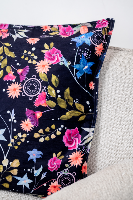 Midnight Bouquet Cushion Cover (53cm x 53cm)