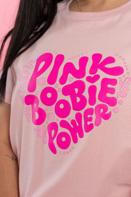 Pink Boobie Power Pink Cotton Crew Neck Women's T-Shirt
