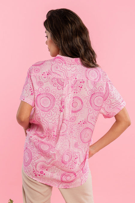 Sacred Women's Way 100% Linen Short Sleeve Relaxed Women’s Shirt