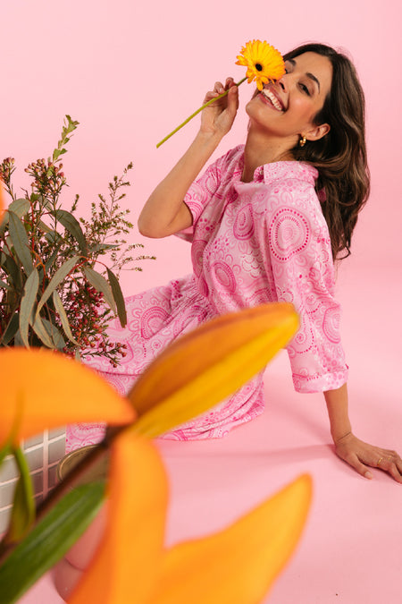 Sacred Women's Way 100% Rayon Shirt Dress