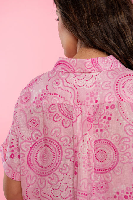 Sacred Women's Way 100% Linen Short Sleeve Relaxed Women’s Shirt