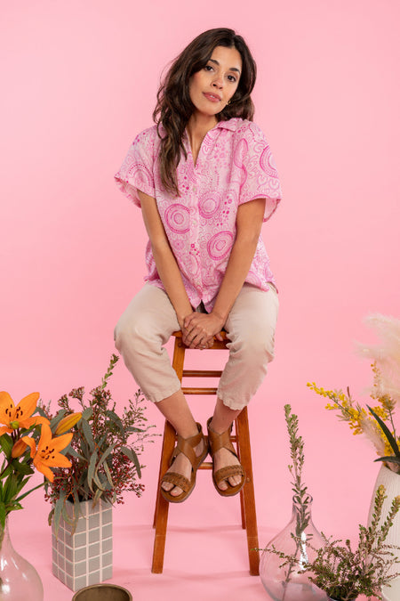 Sacred Women's Way 100% Linen Short Sleeve Relaxed Women’s Shirt