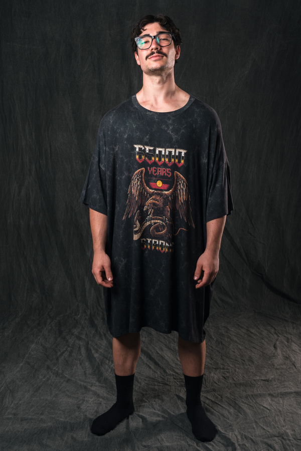 65,000 Years Strong Acid Wash Bamboo Oversized Sleep Tee