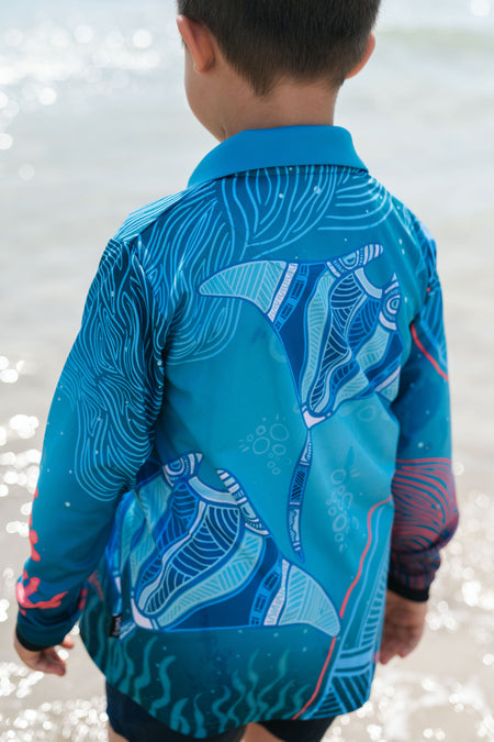 Stingray Journey UPF50+ Kids Long Sleeve Polo Shirt