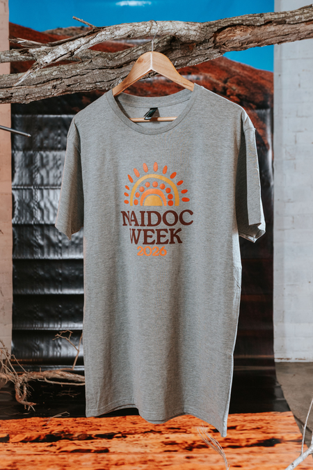 Core NAIDOC Week 2026 Grey Marle Cotton Crew Neck Unisex T-Shirt