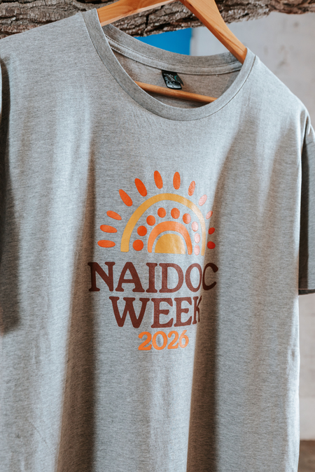 Core NAIDOC Week 2026 Grey Marle Cotton Crew Neck Unisex T-Shirt