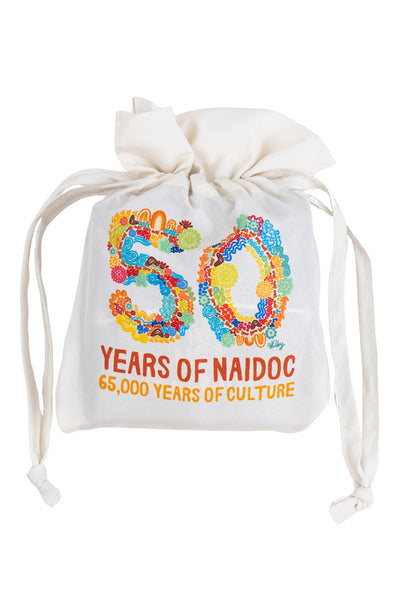 Amy Kilby NAIDOC 2025 rPET Reusable Fold-Up Shopping Bag (3 Pack) with Drawstring Bag