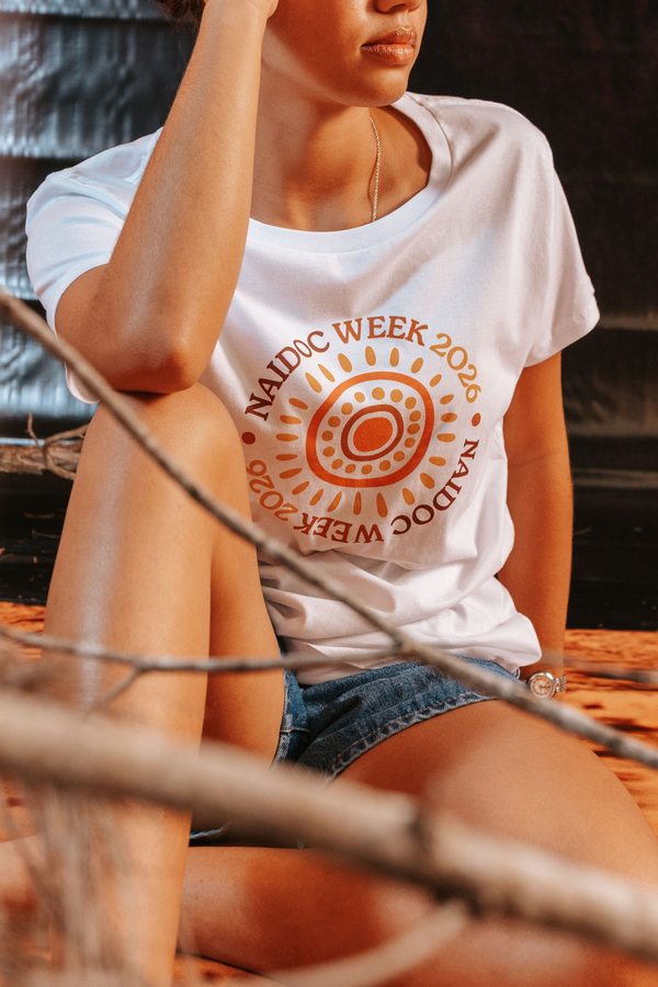 (Bulk) Circle NAIDOC Week 2026 White Cotton Everyday Women's T-Shirt